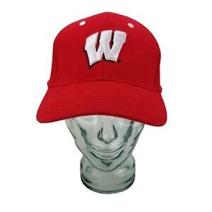 ✅Wisconsin Badgers Hat Red Adjustable Strapback Cap Embroidered Logo  Headmaster